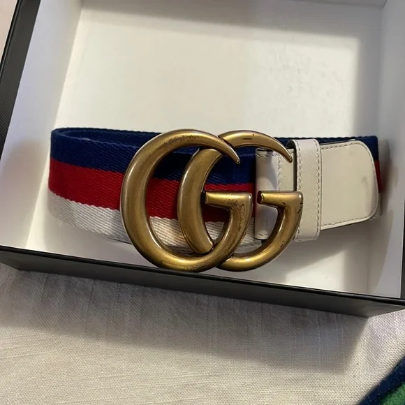 Red white and blue gucci belt on sale